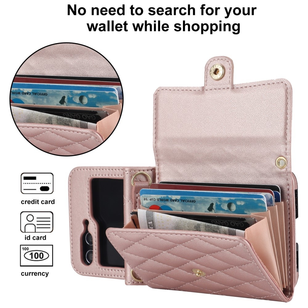 Funda acolchada tipo billetera anti-RFID Samsung Galaxy Z Flip 5 oro rosa