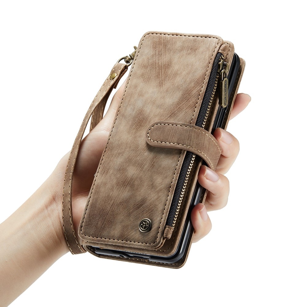 Cartera Zipper Samsung Galaxy Z Fold 5 marrón