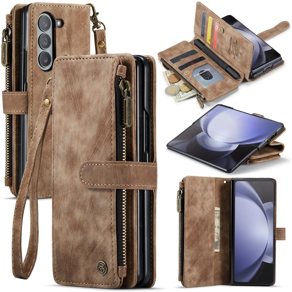 Cartera Zipper Samsung Galaxy Z Fold 5 marrón