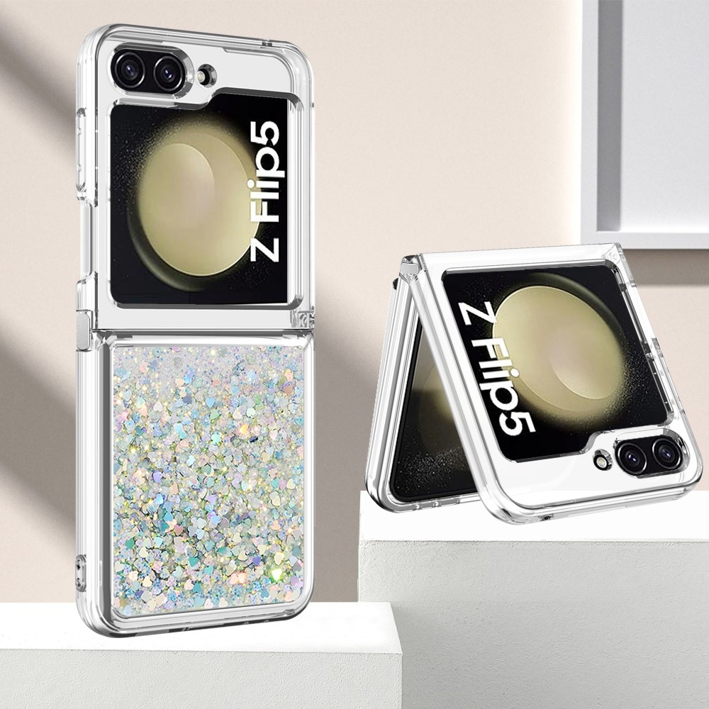 Funda Glitter Powder TPU Samsung Galaxy Z Flip 5 plata
