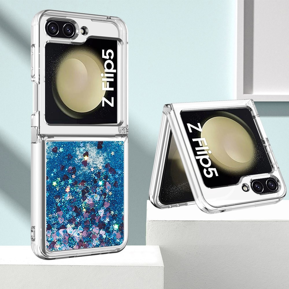 Funda Glitter Powder TPU Samsung Galaxy Z Flip 5 azul