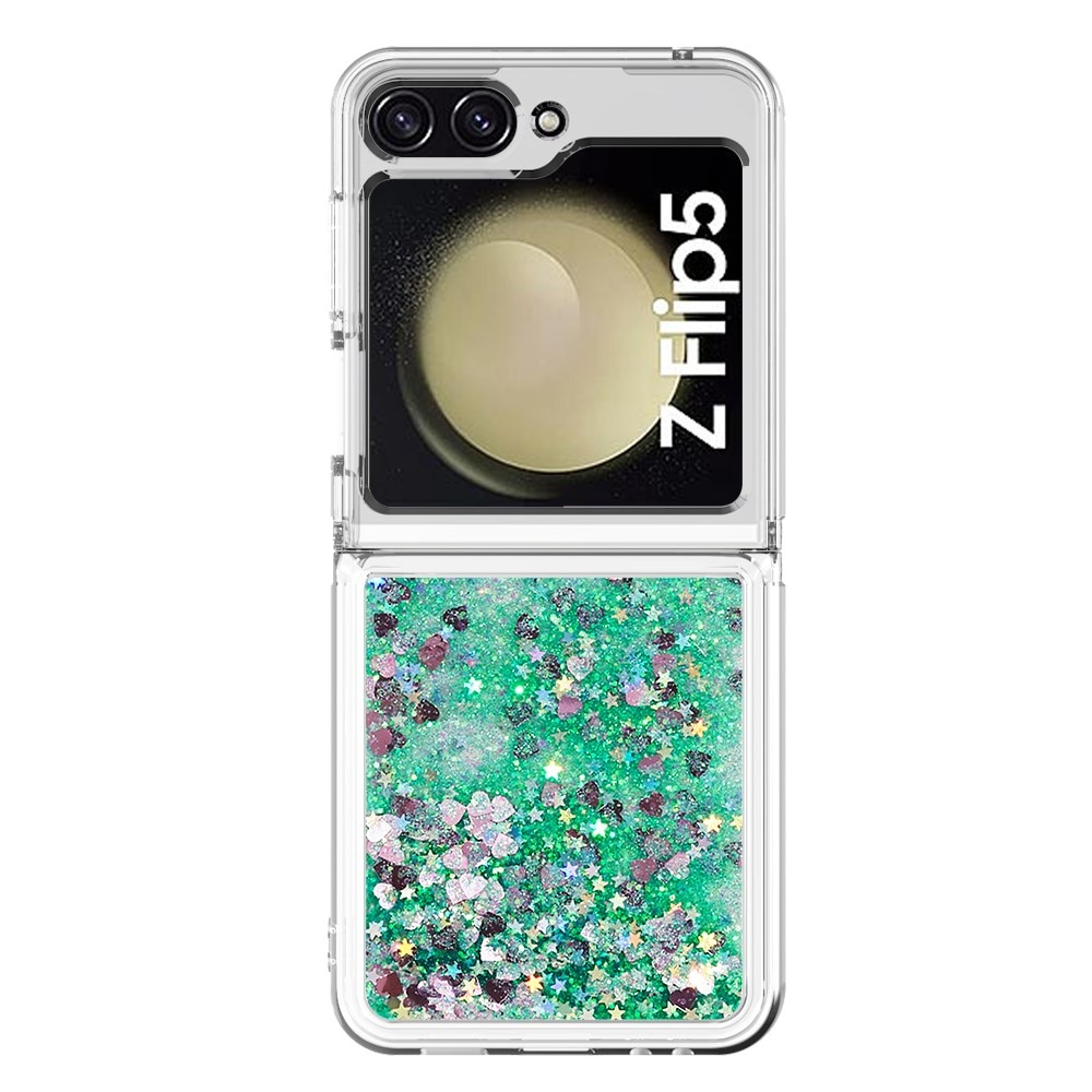 Funda Glitter Powder TPU Samsung Galaxy Z Flip 5 verde