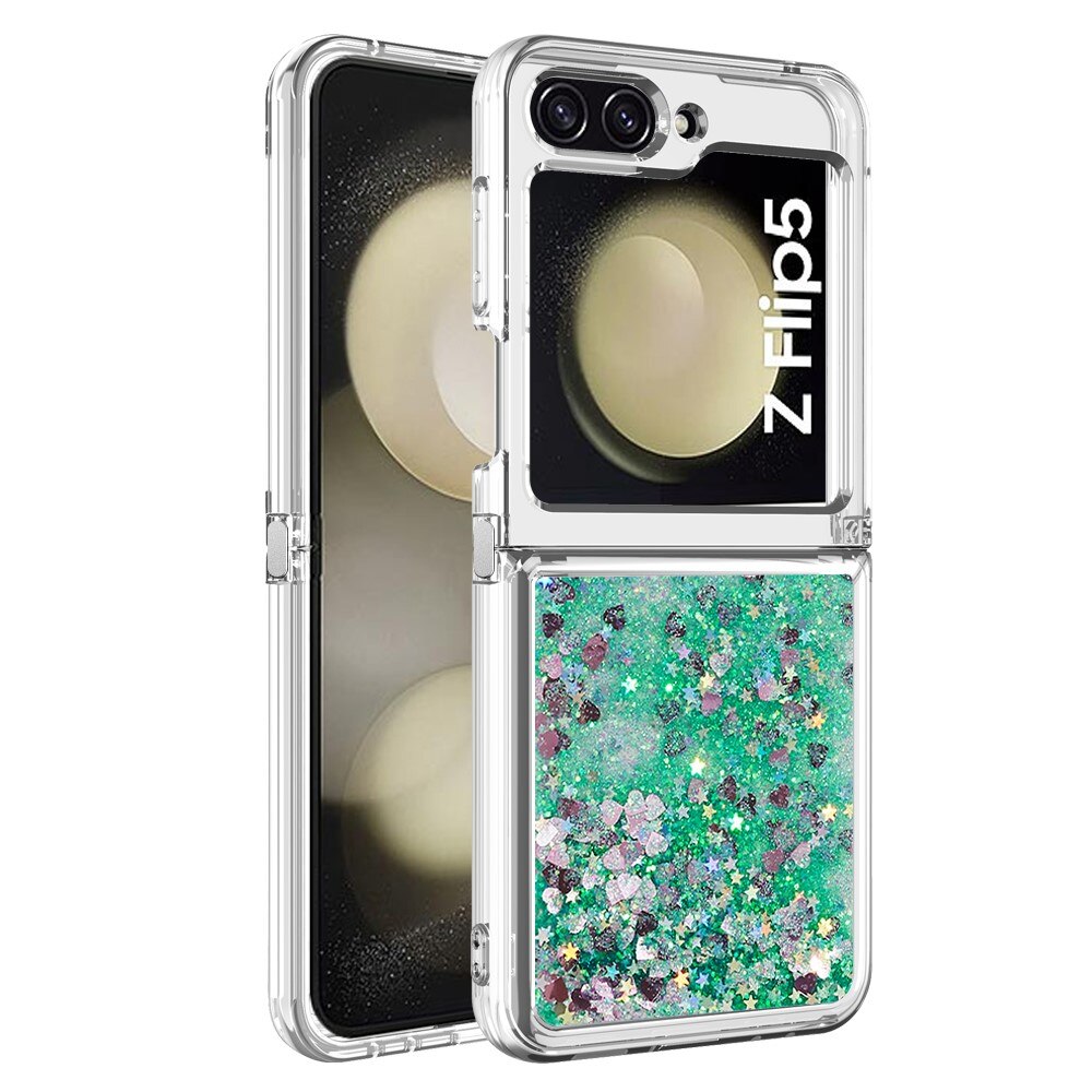 Funda Glitter Powder TPU Samsung Galaxy Z Flip 5 verde