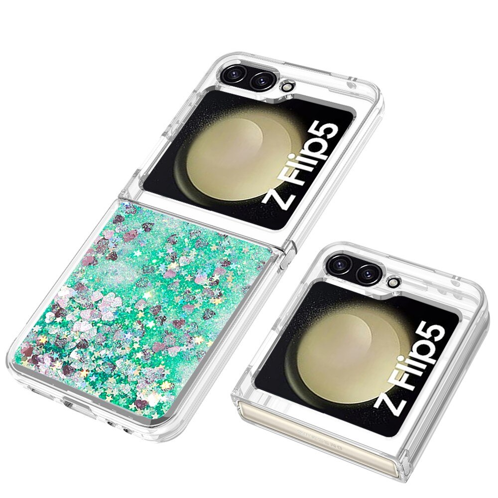 Funda Glitter Powder TPU Samsung Galaxy Z Flip 5 verde