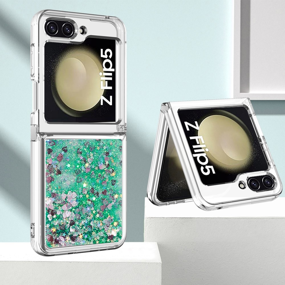 Funda Glitter Powder TPU Samsung Galaxy Z Flip 5 verde