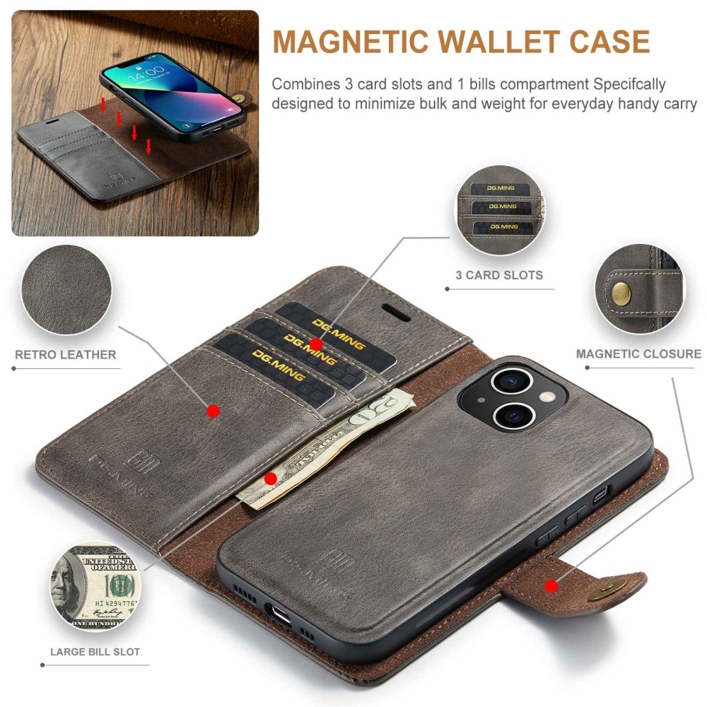 Cartera Magnet Wallet iPhone 15 Plus Brown