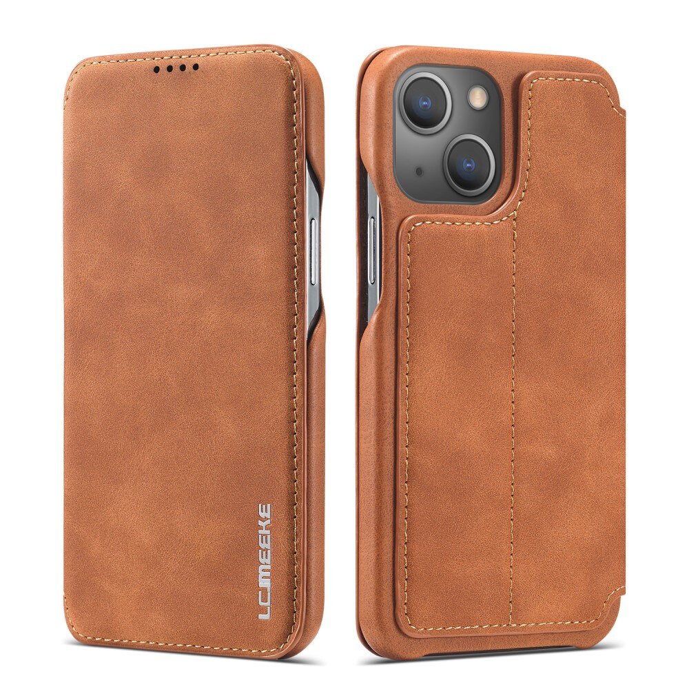 Funda delgada con solapa iPhone 15 Plus coñac