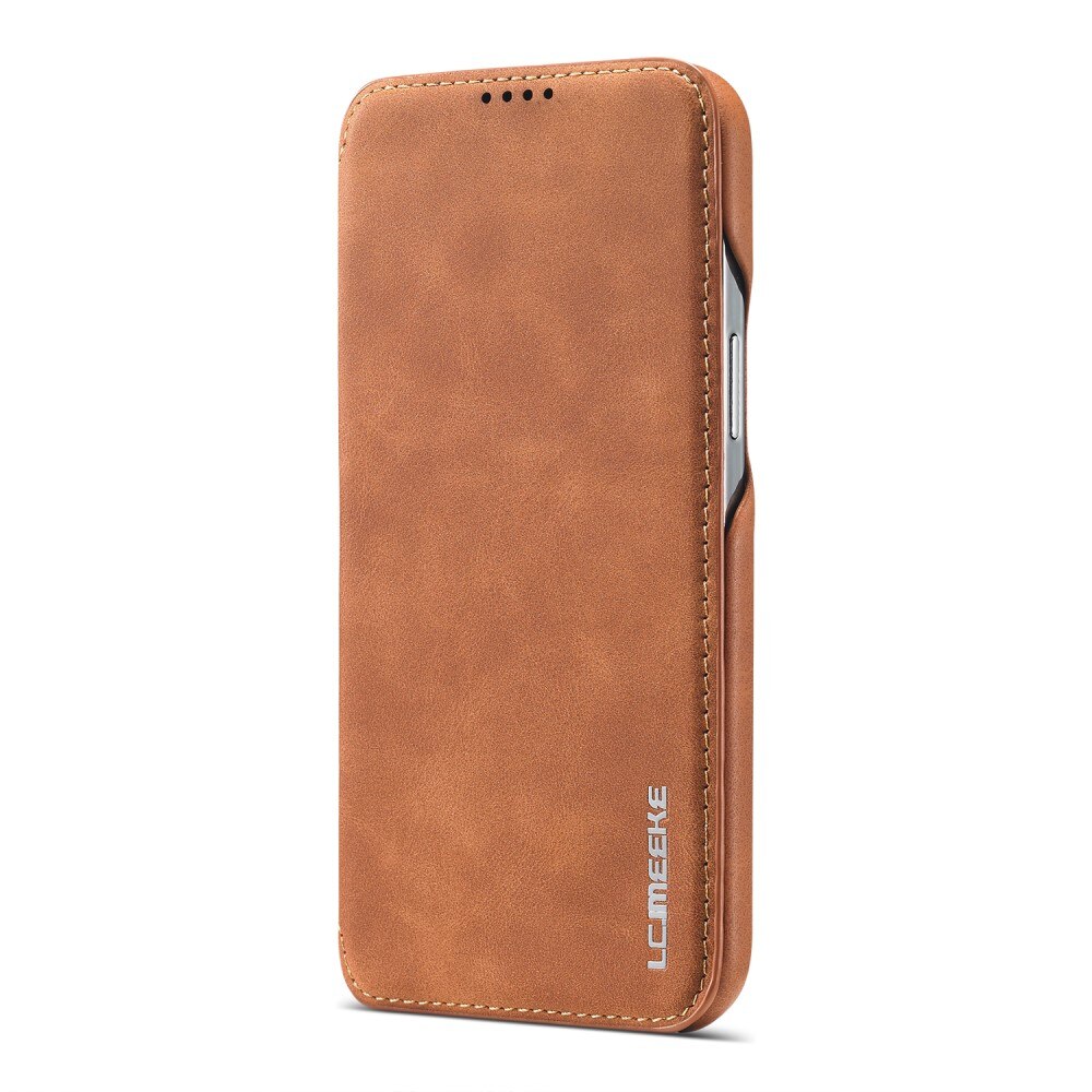 Funda delgada con solapa iPhone 15 Plus coñac