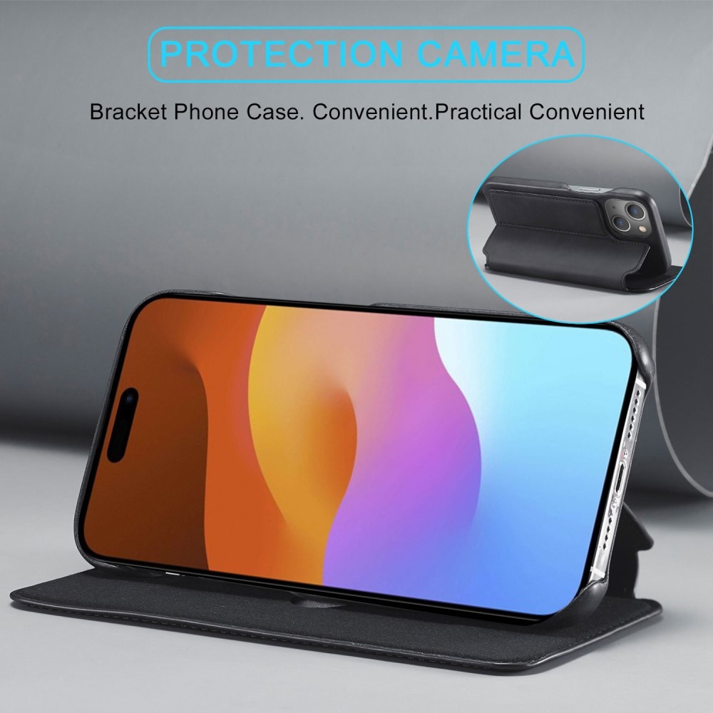Funda delgada con solapa iPhone 15 Plus negro