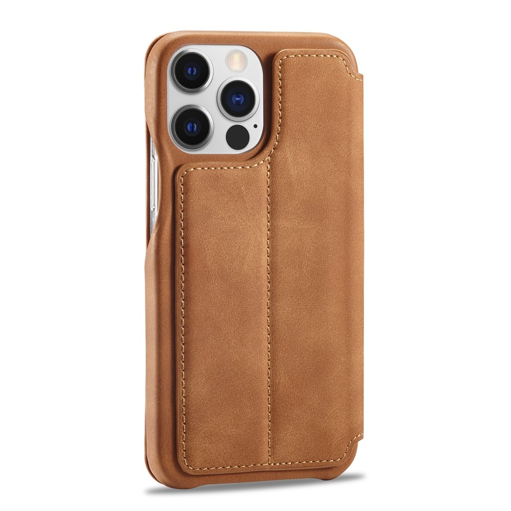 Funda delgada con solapa iPhone 15 Pro coñac