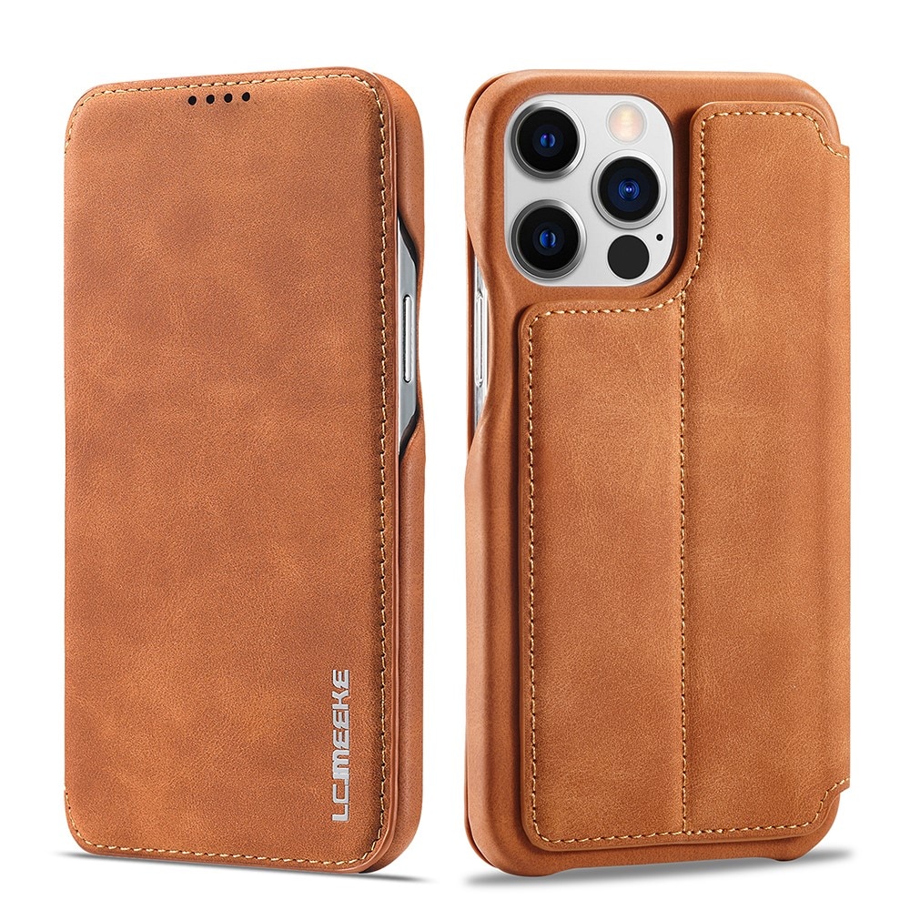 Funda delgada con solapa iPhone 15 Pro coñac