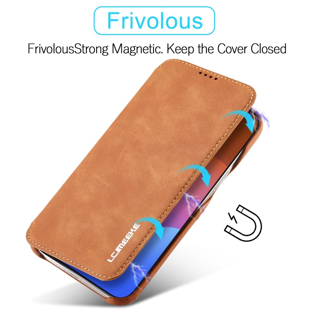 Funda delgada con solapa iPhone 15 Pro coñac