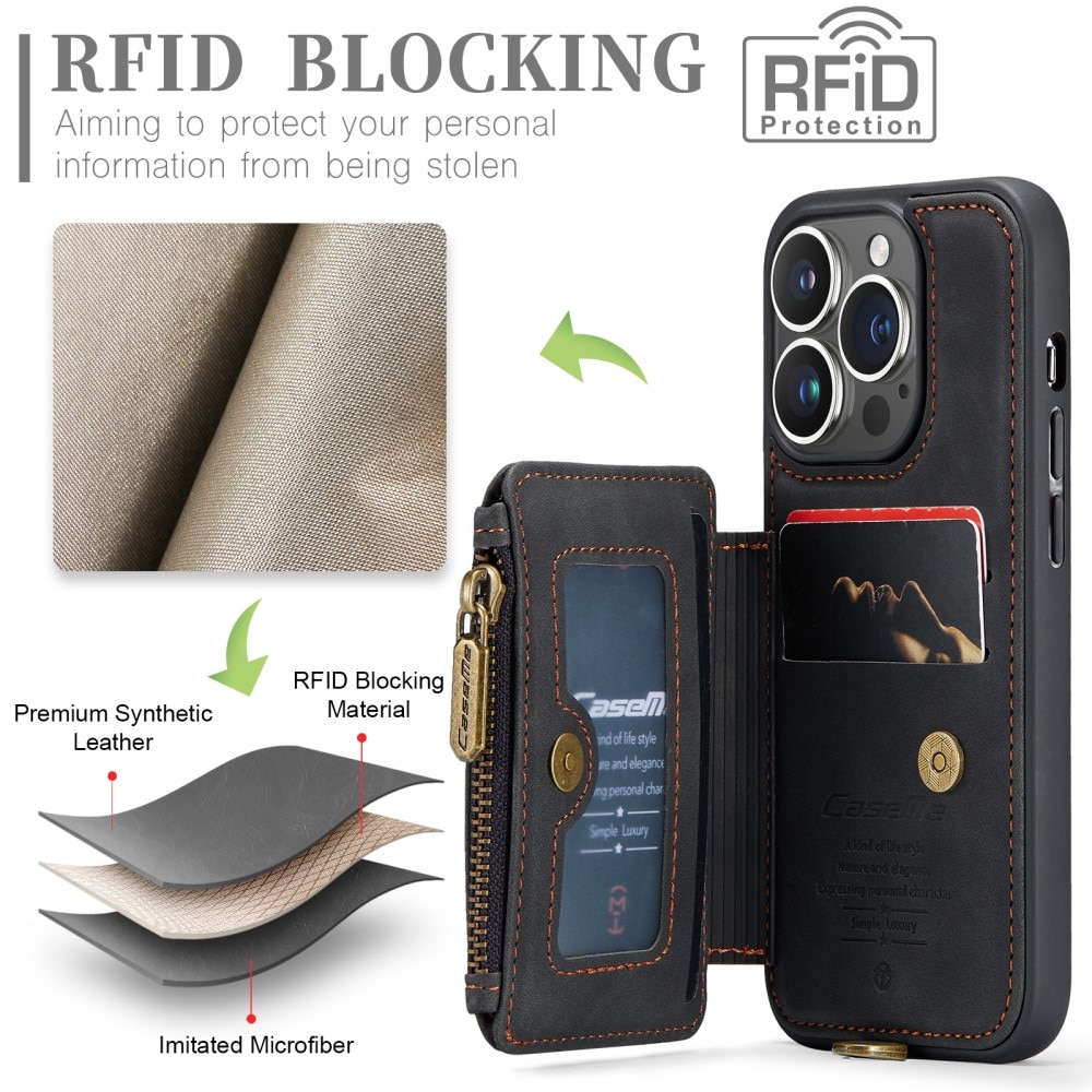 Funda Multi-Slot anti-RFID iPhone 15 Pro negro