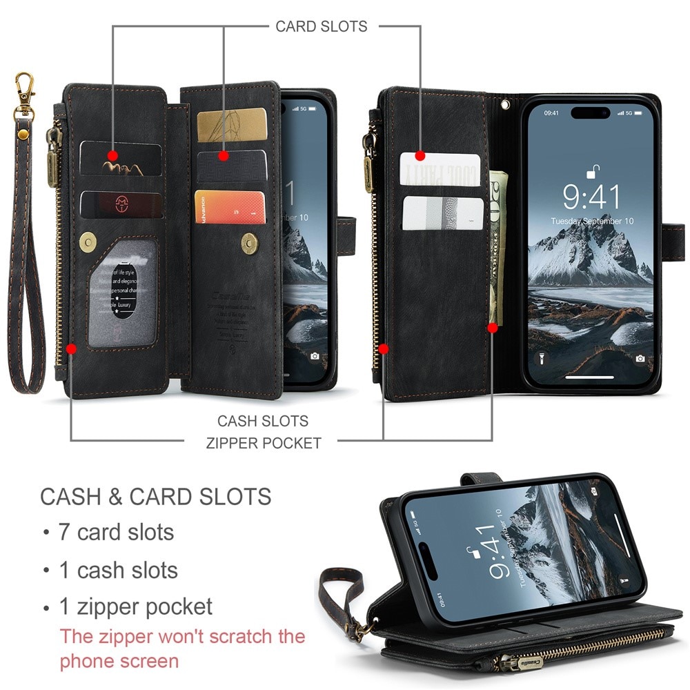 Cartera Zipper iPhone 15 Pro Max Negro