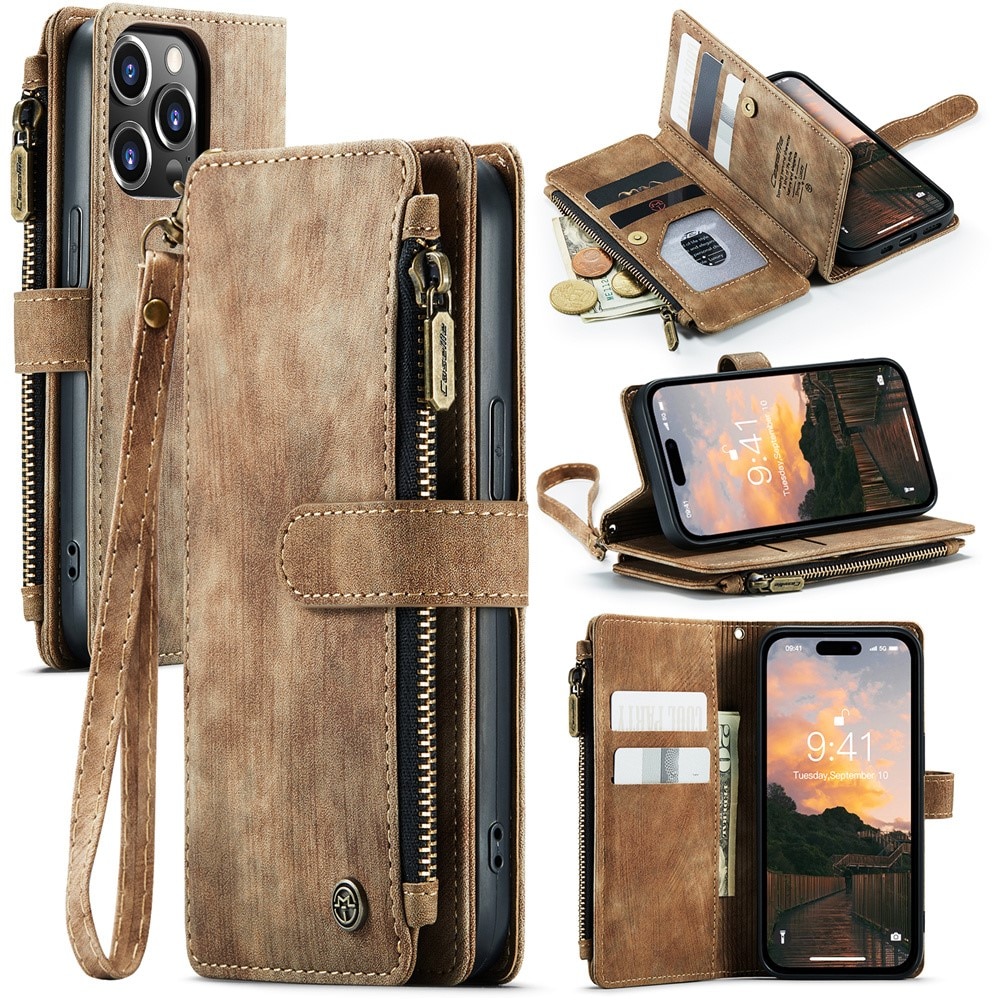Cartera Zipper iPhone 15 Pro Max Marrón