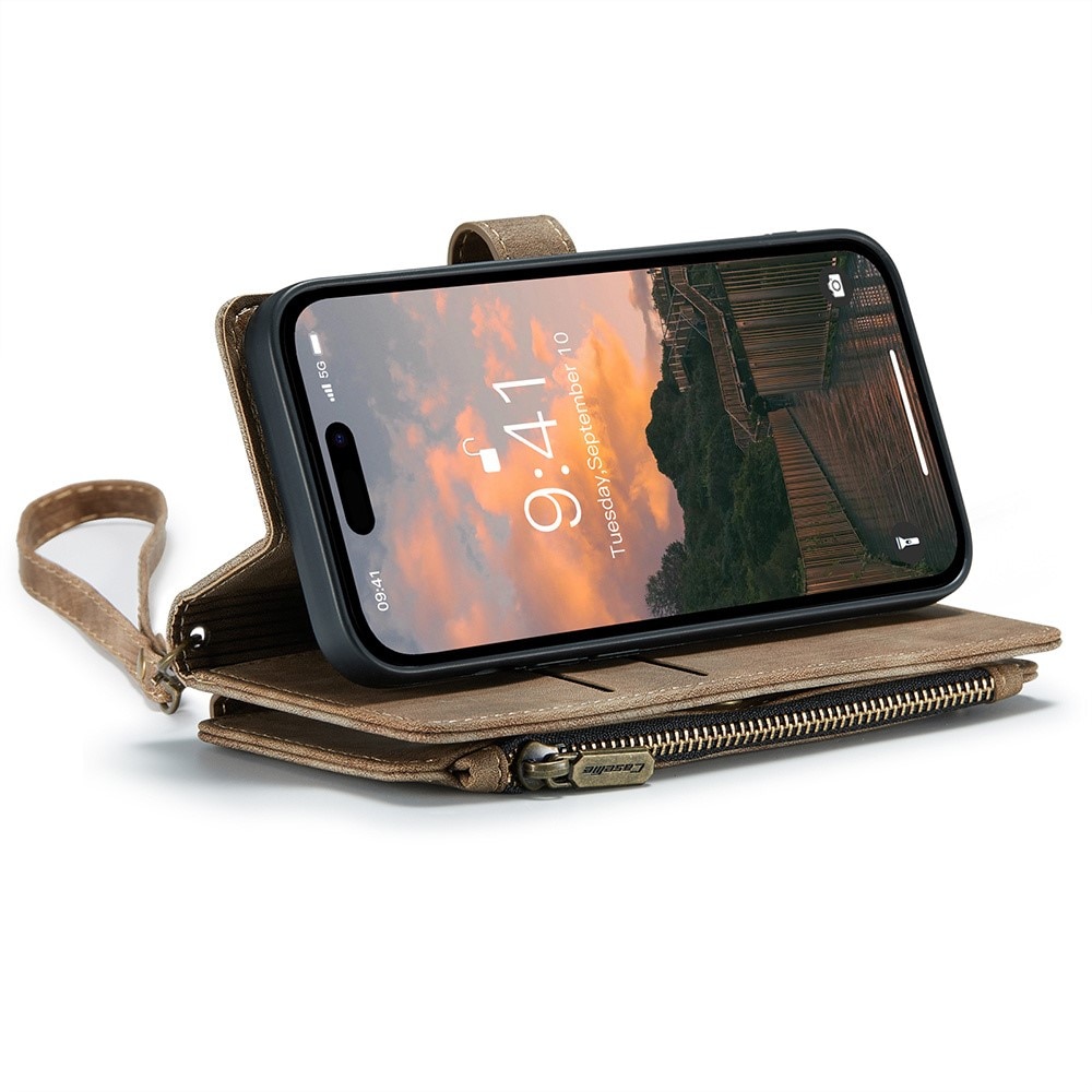 Cartera Zipper iPhone 15 Pro Max marrón