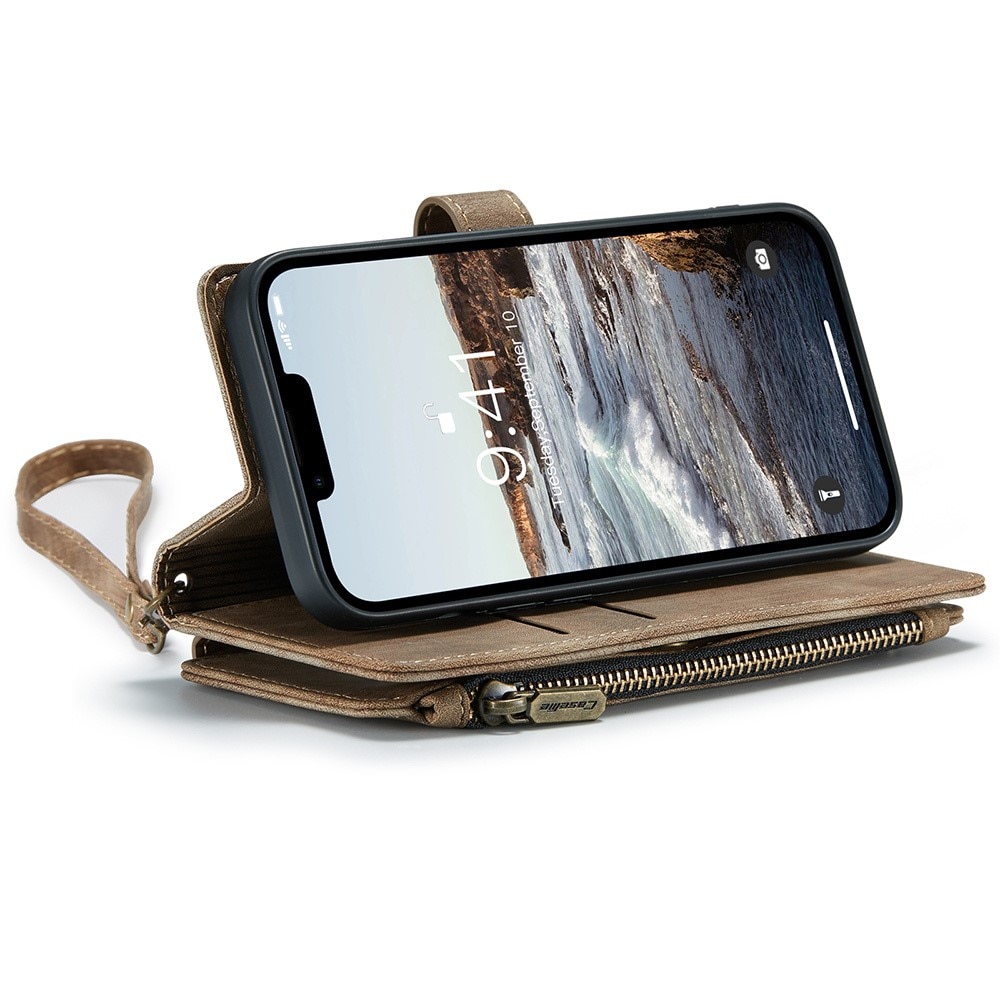 Cartera Zipper iPhone 15 Marrón