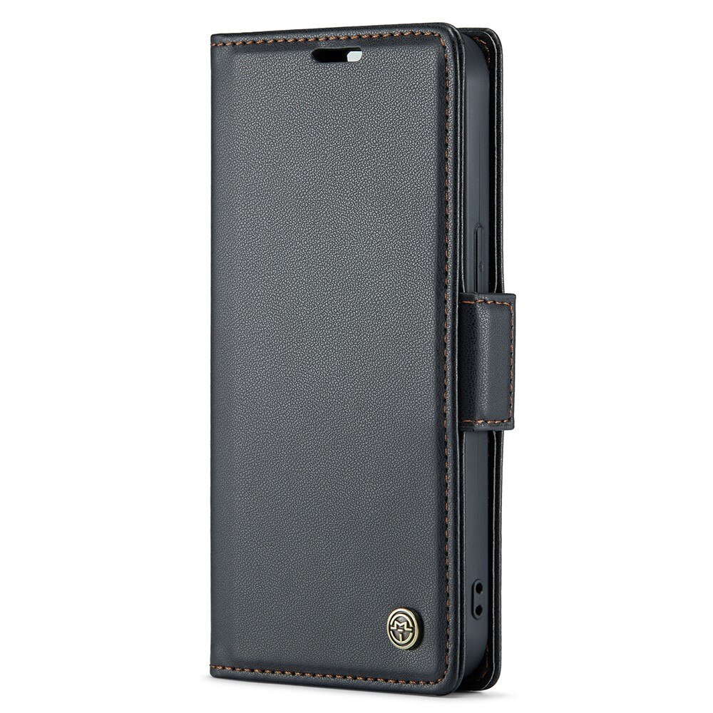 Funda delgada con solapa anti-RFID iPhone 15 negro