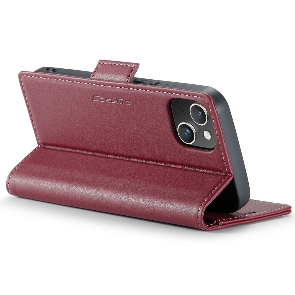 Funda delgada con solapa anti-RFID iPhone 15 Rojo