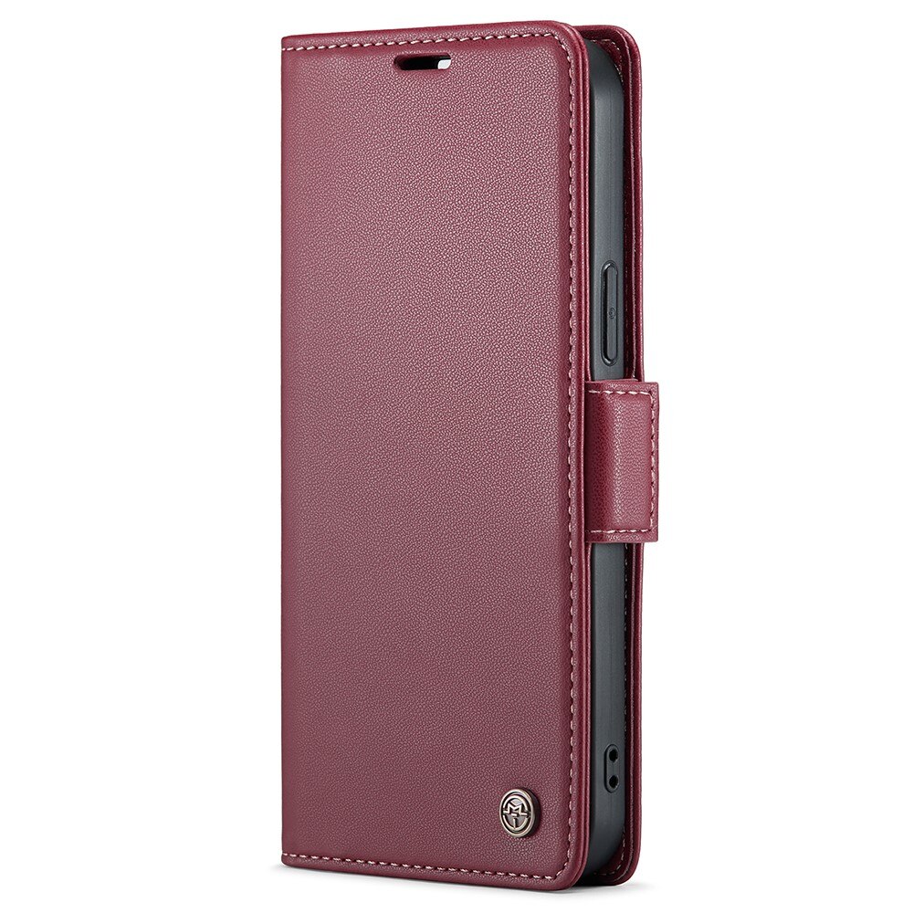 Funda delgada con solapa anti-RFID iPhone 15 Pro rojo