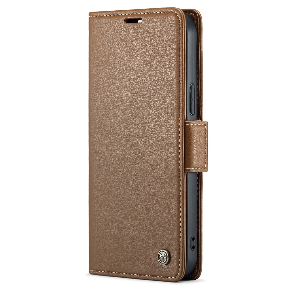 Funda delgada con solapa anti-RFID iPhone 15 Pro Marrón