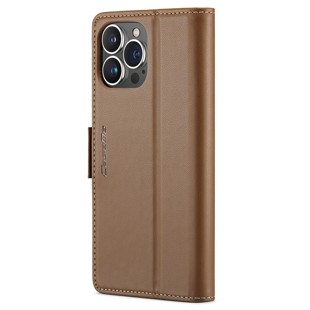 Funda delgada con solapa anti-RFID iPhone 15 Pro Marrón