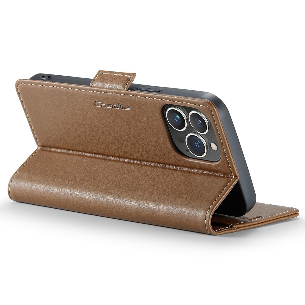 Funda delgada con solapa anti-RFID iPhone 15 Pro Marrón