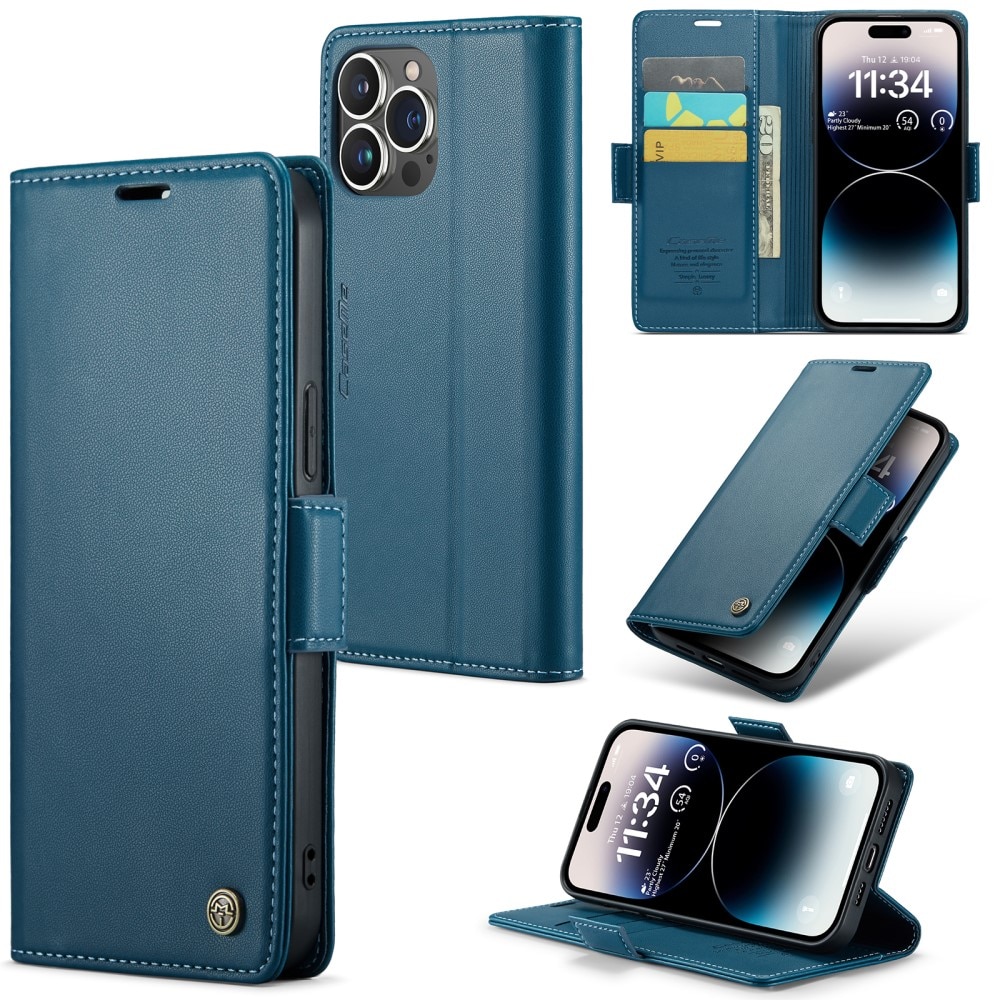 Funda delgada con solapa anti-RFID iPhone 15 Pro Max Azul