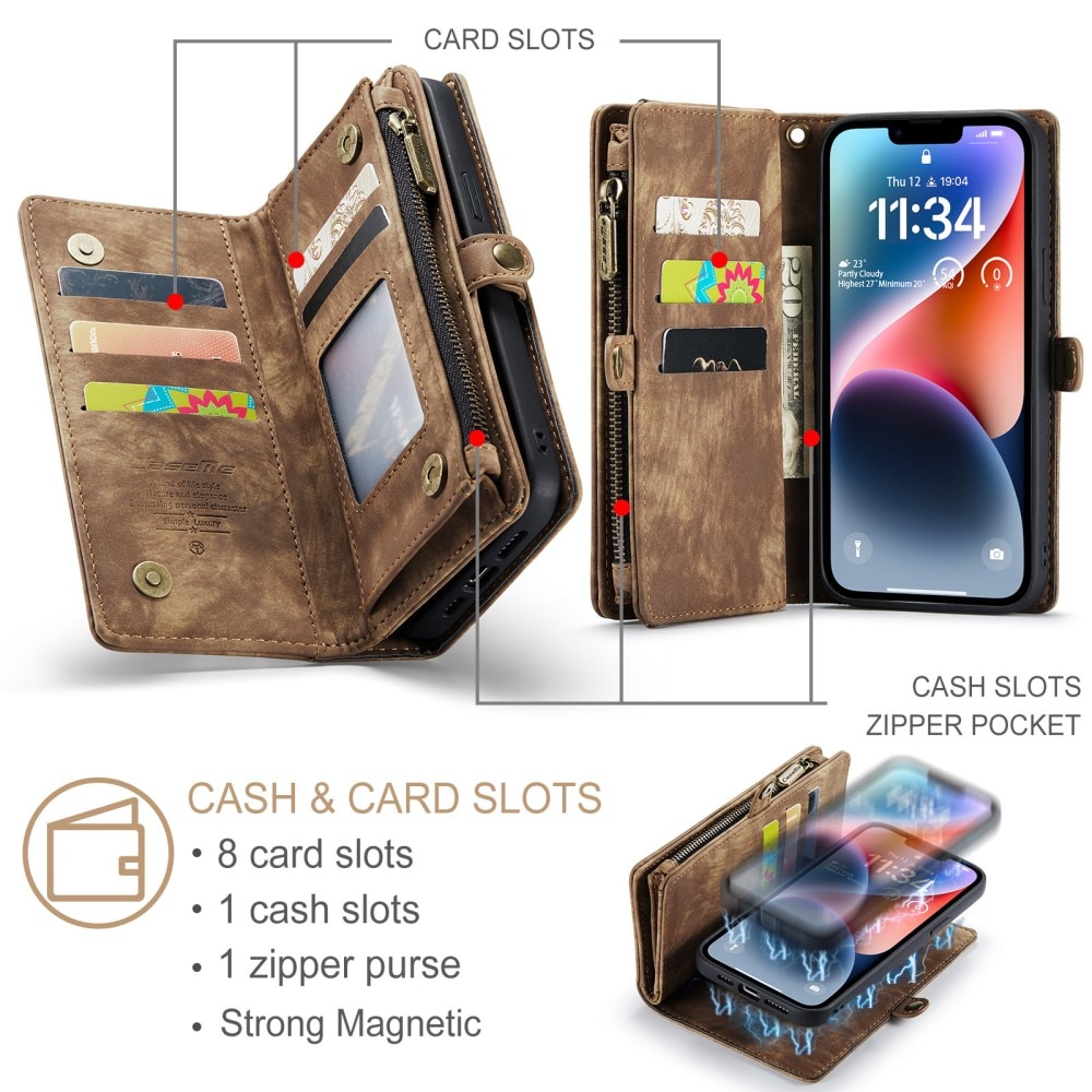 Cartera Multi-Slot iPhone 15 Plus marrón