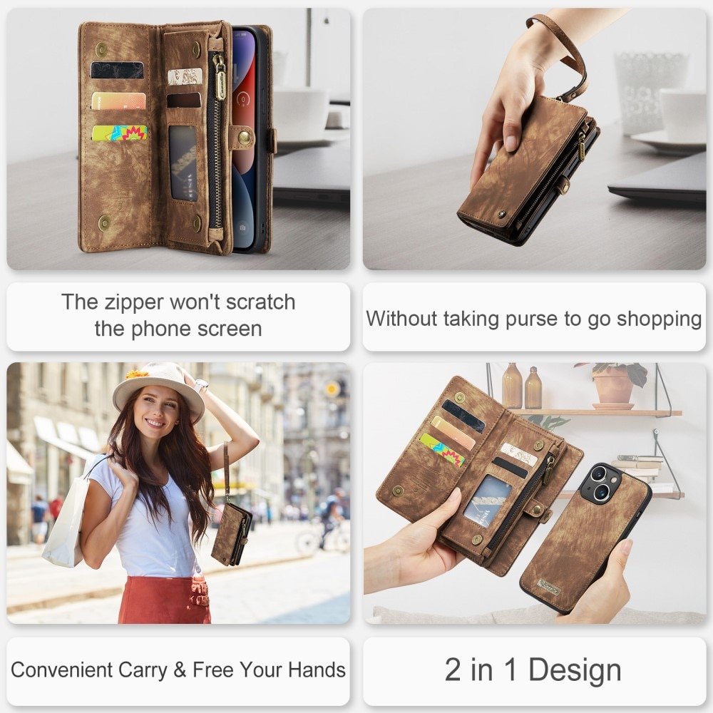 Cartera Multi-Slot iPhone 15 Plus Marrón