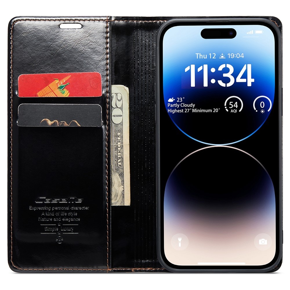 Funda de cuero iPhone 15 Pro Negro