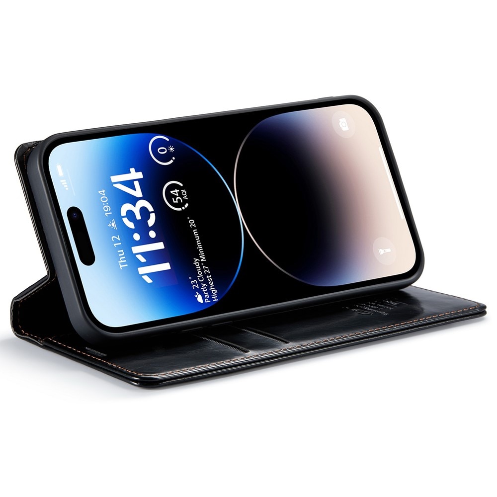 Funda de cuero iPhone 15 Pro Negro