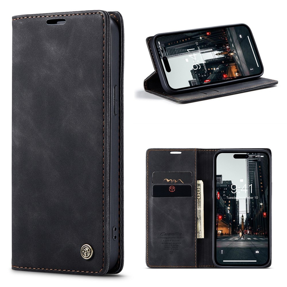 Funda delgada con solapa iPhone 15 Pro Negro
