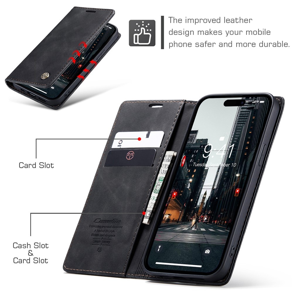 Funda delgada con solapa iPhone 15 Pro negro