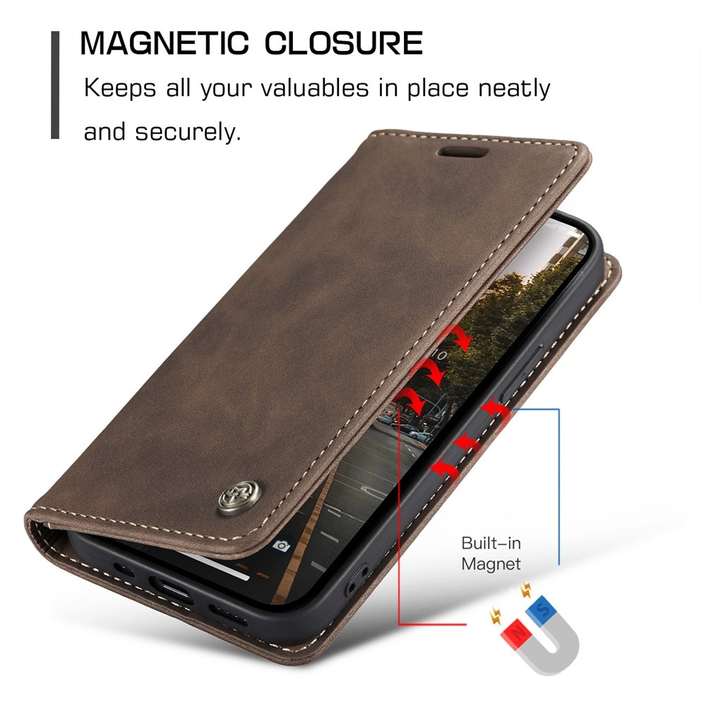 Funda delgada con solapa iPhone 15 Marrón