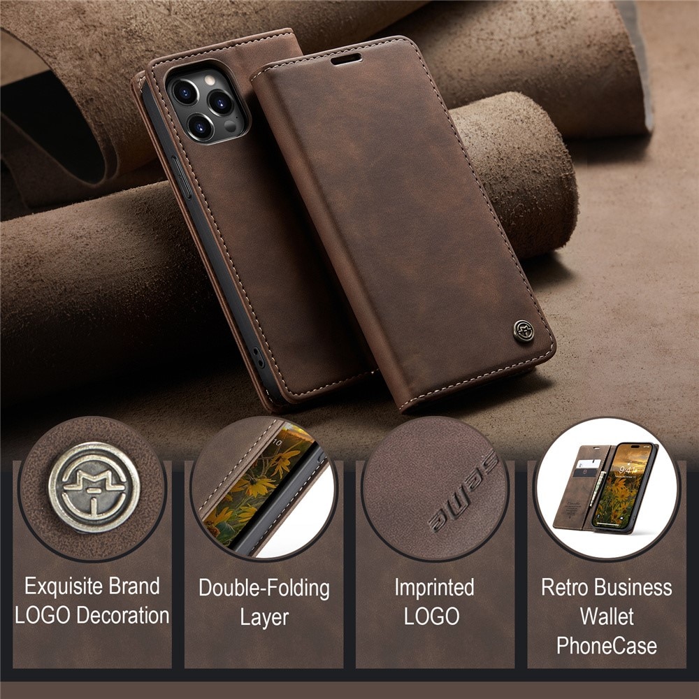 Funda delgada con solapa iPhone 15 Pro Max Marrón