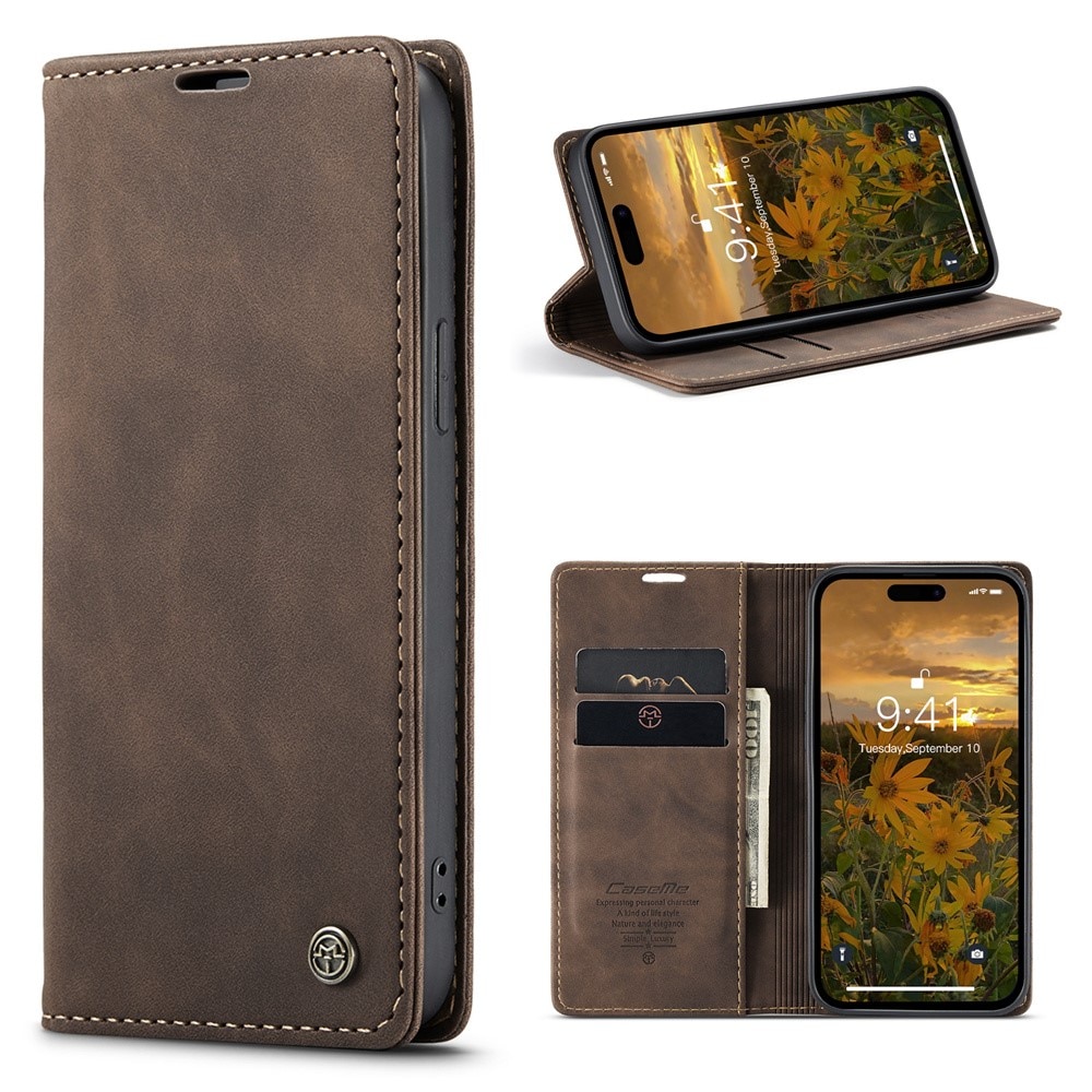 Funda delgada con solapa iPhone 15 Pro Max Marrón