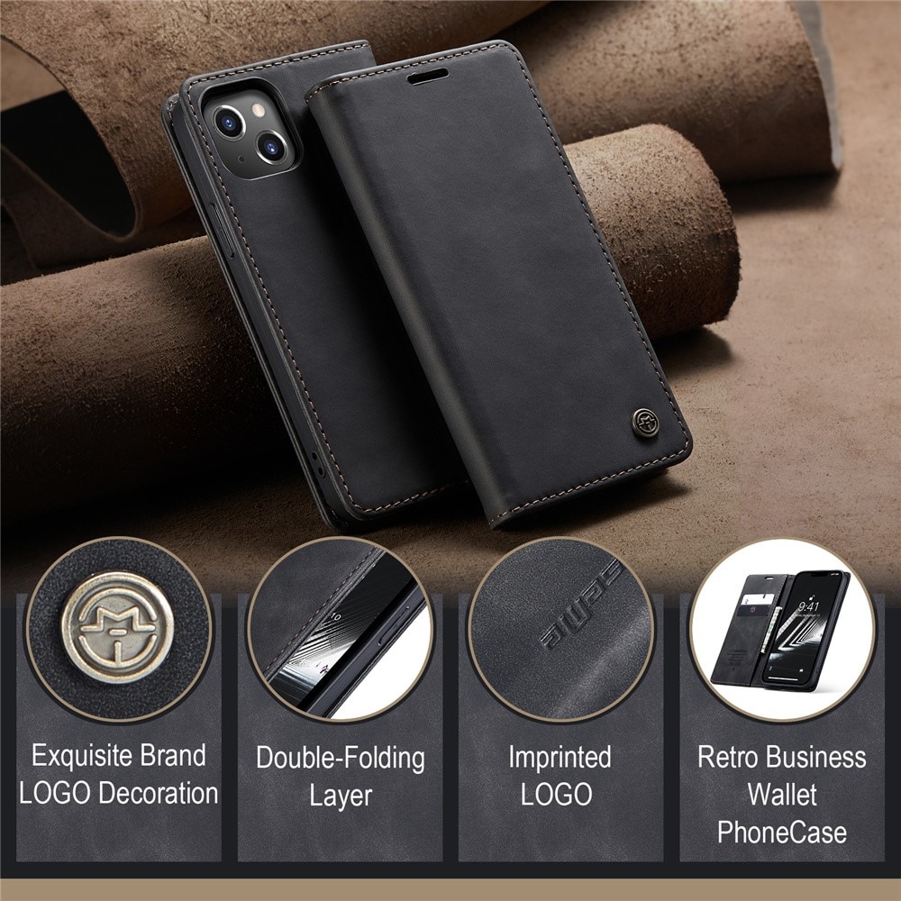 Funda delgada con solapa iPhone 15 Plus negro