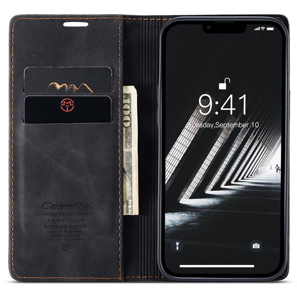 Funda delgada con solapa iPhone 15 Plus negro