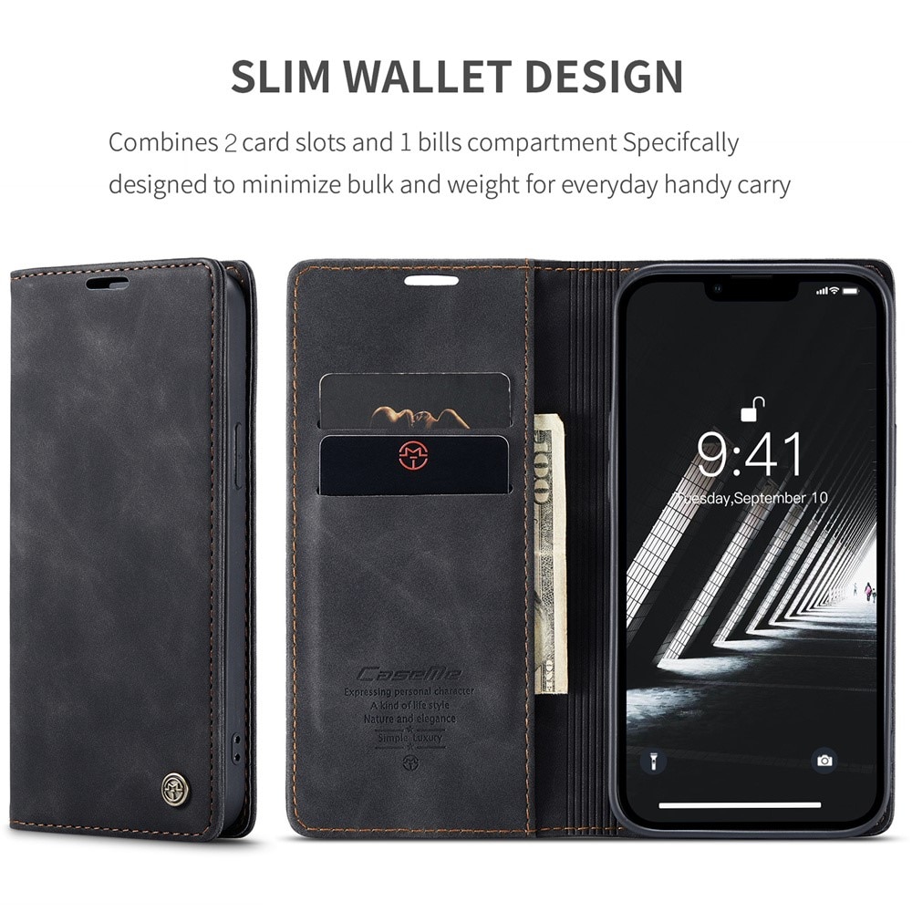 Funda delgada con solapa iPhone 15 Plus Negro