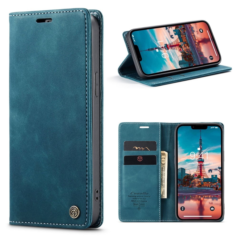 Funda delgada con solapa iPhone 15 Plus azul