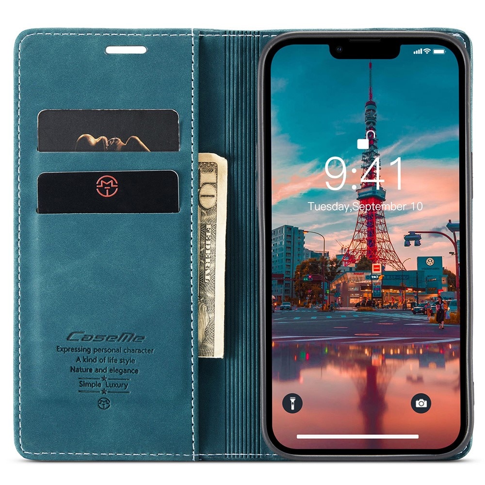 Funda delgada con solapa iPhone 15 Plus azul