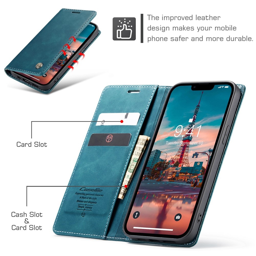 Funda delgada con solapa iPhone 15 Plus Azul