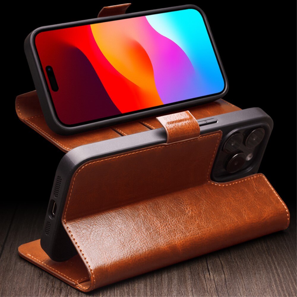 Leather Wallet Case iPhone 15 Pro Max Cognac