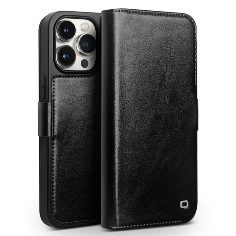 Leather Wallet Case iPhone 15 Pro Black