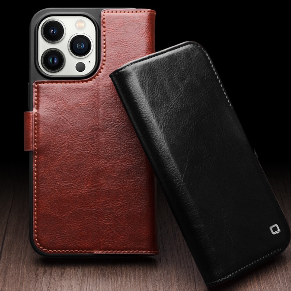 Leather Wallet Case iPhone 15 Pro Black