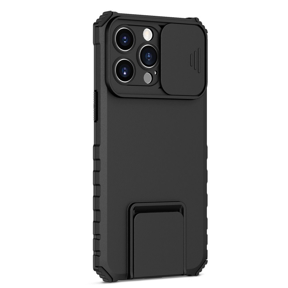 Funda Kickstand con Protector Cámara iPhone 15 Pro Max Negro