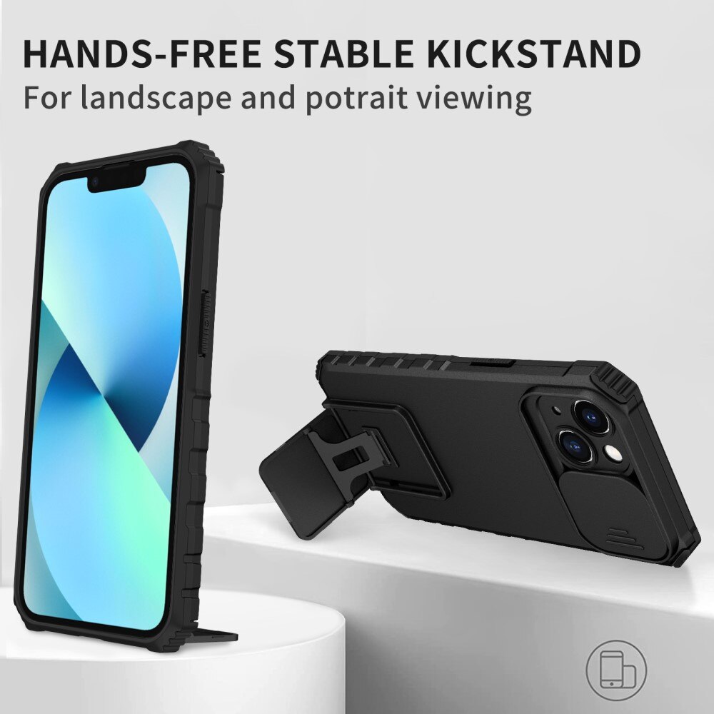 Funda Kickstand con Protector Cámara iPhone 15 Negro