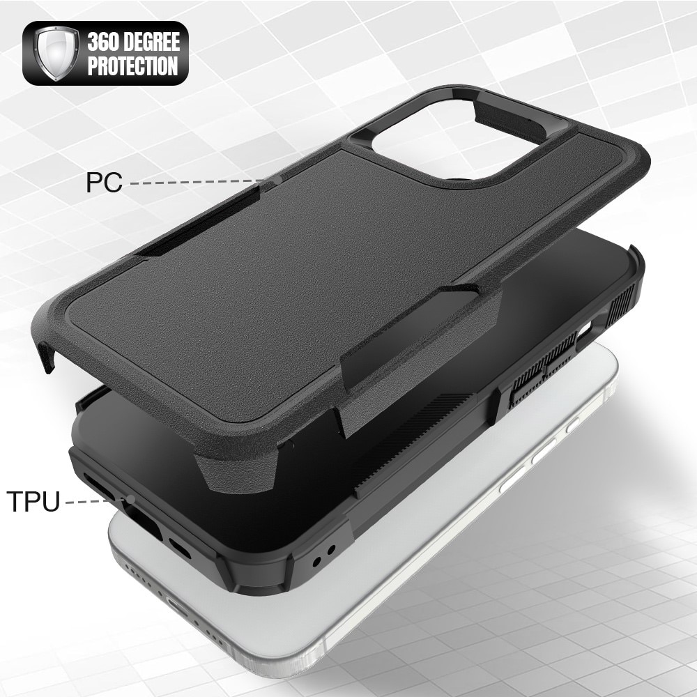 Funda híbrida Off-road iPhone 15 Pro, negro