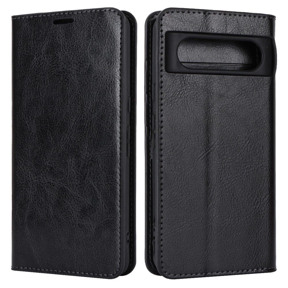 Funda cartera de cuero genuino Google Pixel 8 negro